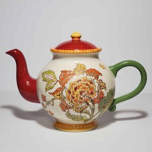 Artistic Accents Teapot Floral Orange